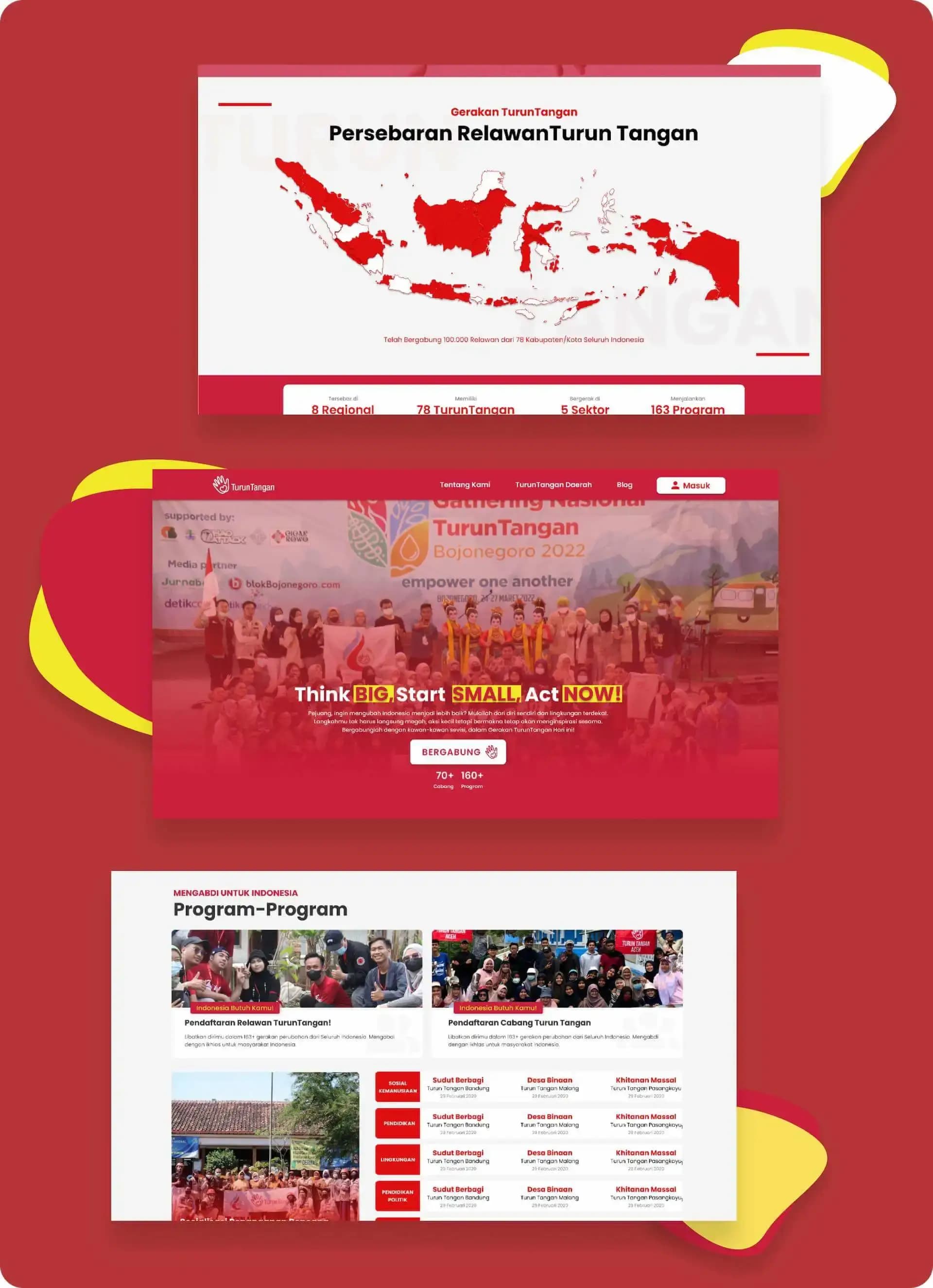 Indonesia's largest non-profit youth volunteer network with 100+ chapters, including an admin dashboard to manage volunteers, view and manage site content, and automate their volunteer network and operations.